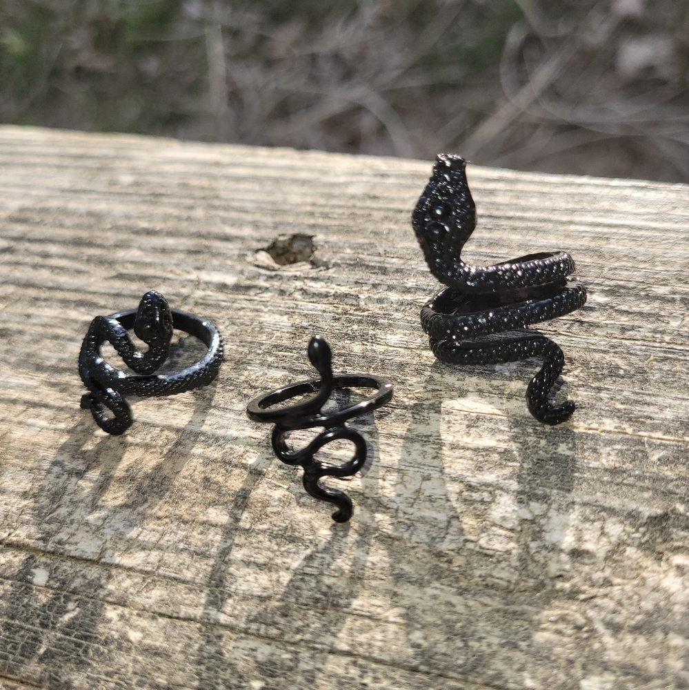 Black Snake Ring Set